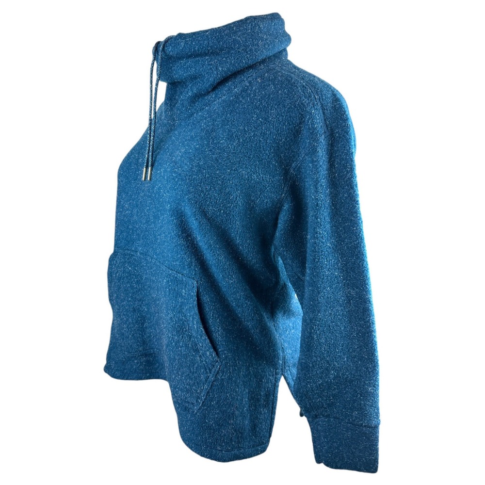 NIKE Fleece Cozy Funnel Cowl Neck Sweatshirt Blue Oversized Pocket Sweater XS - Picture 15 of 16